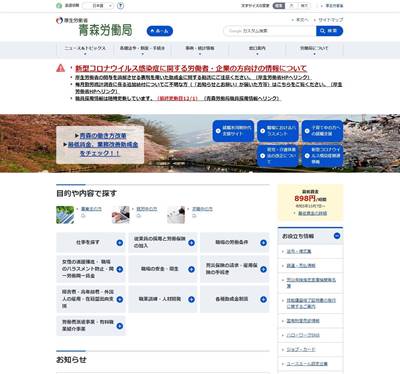 青森新卒応援ハローワーク(ハローワークヤングプラザ)のHP画像